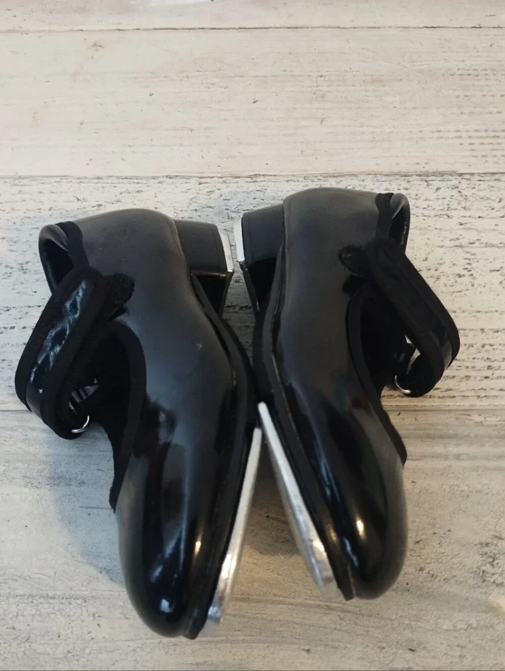 Linodes Patent Easy Strap Tap Shoes Dance shoes Girls Black 9.5 Little Kid Size